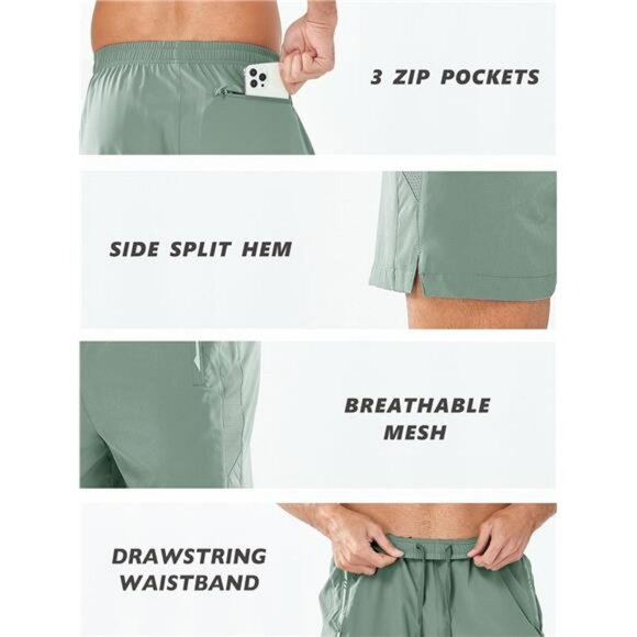 Mens Running Shorts 5 Inch Quick Dry Gym Workout Athletic Tennis Hiking Shorts - Picture 5 of 7